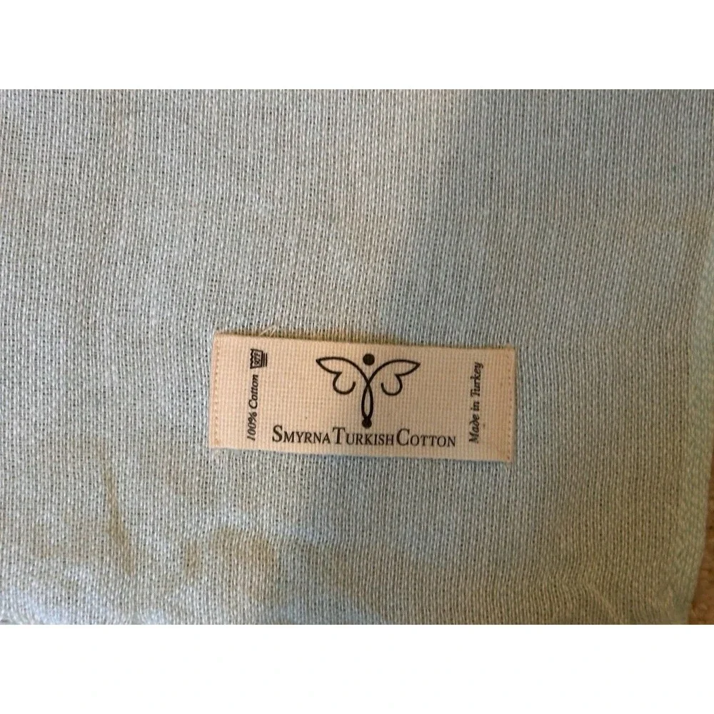 Smyrna Turkish Cotton Towel Mint Green White Striped Beach Bath Peshtemal 37x71